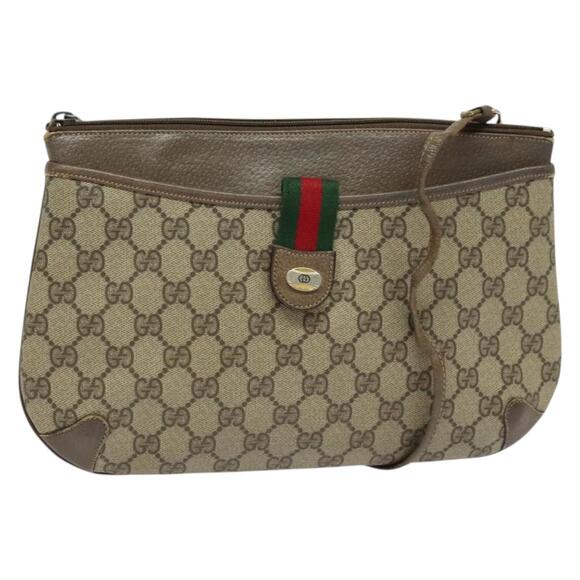 GUCCI GG Supreme Web Sherry Line Shoulder Bag Pvc Beige 904 02 026 - Picture 1 of 16